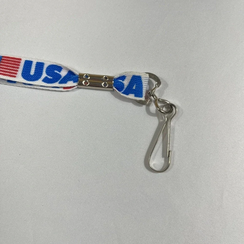 USA Flag Lanyard Keychain ID Badge Holder Patriotic Red White Blue 19 Inch